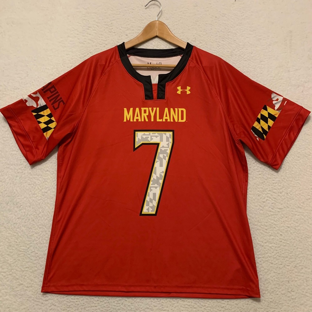 Under Armour Maryland Terrapins Terps Football Jersey Mens L Loose #7 HeatGear